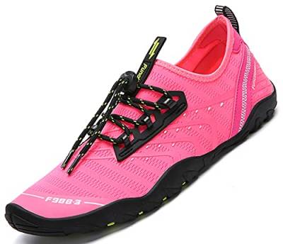 SAGUARO Wasserschuhe Kinder Aquaschuhe Badeschuhe Sommer Damen Neoprenschuhe Mädchen Schwimmschuhe Schnell Trocknend Strandschuhe Barfuß Schuhe, Pink B 38 EU von SAGUARO