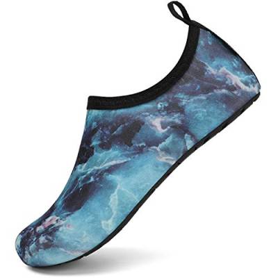 Unisex Badeschuhe Schwimmschuhe Männer Frauen Wassersportschuhe Tauchschuhe, Schnell Trocknend rutschfest Leicht für Kajakfahren Windsurfen, Water Grau 38/39 EU von SAGUARO