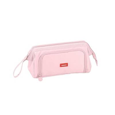 Federmäppchen Mit Grossem Fassungsvermögen, 2-Lagiges Leinwand Pencil Pouch, Multifunktionales Minimalistisches Tragbares Schreibwarenetui Für Schule Teenager Mädchen Jungen Männer Frauen (Rosa) von SALUCIA