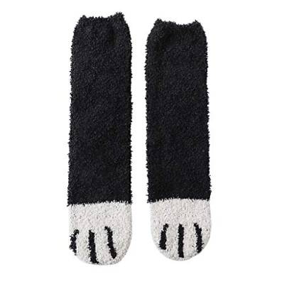 SALUCIA 6 Paar Damen Winter Socken Warm Katzenpfoten Socken Flauschige Kuschelsocken Haus Schlappen Schlafen Socks (Einheitsgröße, Schwarz 1) von SALUCIA
