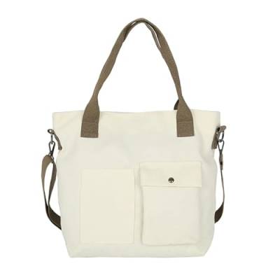 Damenhandtasche, einfache Umhängetasche, Canvas-Tasche, Schultertasche for Damen (Color : White, Size : 36x33x11cm) von SBTRKT
