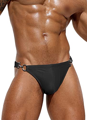 SEAUR Badeslip Herren Slip Badehose Eng Kurz Mini Schwimmhose Metallschnallen Sexy Fashion Swimming Swim Briefs Sommer Strand Pool - S von SEAUR