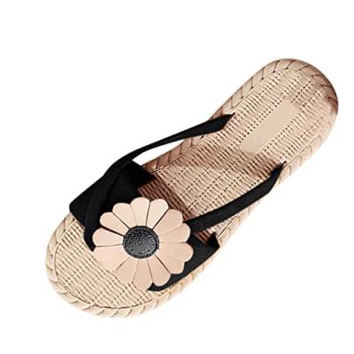 Sandals Summer Women Flat Beach Fashion Flat Casual Spring Slippers Women's Slipper Ladies Slippers (Black, 36) von SEEGOU