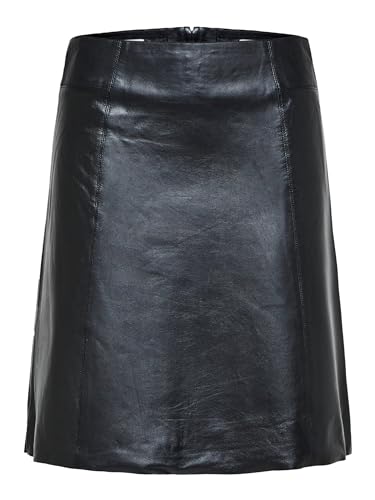 SELECTED FEMME Damen Slfnew Ibi Mw Leather Skirt B Noos Lederrock, Schwarz, 40 EU von SELECTED FEMME