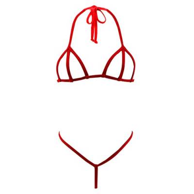 Sherrylo Micro-Bikini-Set, Verschiedene Designs, extrem sexy Bikinis, Mini-G-String & Tanga-Badeanzug - Rot - Einheitsgröße von SHERRYLO