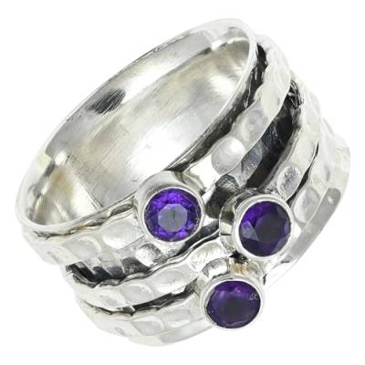 SILVERNROCK Amethyst Spinner-Ring 925er Sterlingsilber Spinner-Ring für Männer und Frauen Spinner-Ring alle Größen Geschenke Schmuck ERG-1269A_49 (15.6) von SILVERNROCK