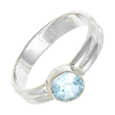 SILVERNROCK Blautopas Edelstein-Bandring 925er Sterlingsilber-Bandring Herren- und Damen-Bandring alle Größen handgefertigter Schmuck ERG-133L_74 (23.6) von SILVERNROCK