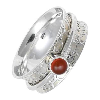 SILVERNROCK Cabochon-Karneol Spinner-Ring 925er Sterlingsilber Spinner-Ring für Männer und Frauen Spinner-Ring alle Größen Geschenke Schmuck E145G_67 (21.3) von SILVERNROCK