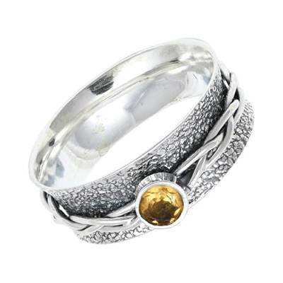 SILVERNROCK Citrin Spinner-Ring 925er Sterlingsilber Spinner-Ring für Männer und Frauen Spinner-Ring alle Größen Geschenke Schmuck E143C_75 (23.9) von SILVERNROCK