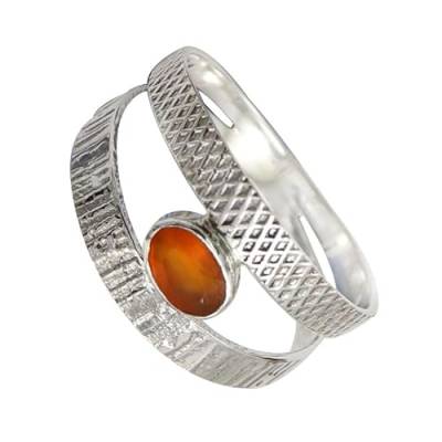 SILVERNROCK Karneol Edelstein-Bandring für Herren und Damen alle Größen Geschenkartikel 925 Sterlingsilber-Ring handgefertigter Schmuck ERG-131B_74 (23.6) von SILVERNROCK