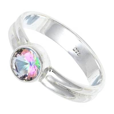 SILVERNROCK Mystischer Topas Edelstein-Bandring für Herren und Damen alle Größen Geschenkartikel 925 Sterlingsilber-Ring handgefertigter Schmuck ERG-133J_58 (18.5) von SILVERNROCK