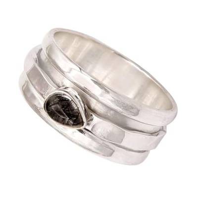 SILVERNROCK Rutilquarz Edelstein-Spinnerring für Herren und Damen 925er-Sterlingsilber Spinnerring Geschenkartikel handgefertigter Schmuck E141A_75 (23.9) von SILVERNROCK