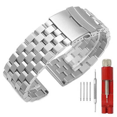 SINAIKE 24mm 22mm 20mm 18mm Metall Uhrenarmband Premium Solid Edelstahl Uhr Armband Armbänder für Männer Blau/Schwarz/Silber von SINAIKE