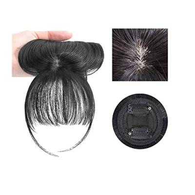 Pony Front Synthetic 3D Air Fringe Bangs Clip in Bang Hair Extensions Straight Synthetic Hairpiece Weiches Naturhaar Zubehör for Frauen Mädchen Pony Haarspange (Size : 2 pcs, Color : C-1(2)) von SISWIM
