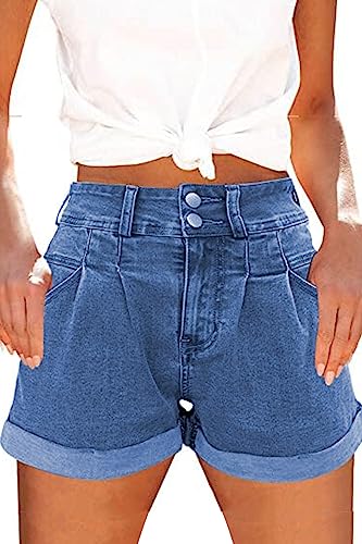 SMENG Kurze Hosen Damen Jeans Sommer Damen Shorts mit Tasche Fashion Shorts Damen Sommer hot Pants high Waist Shorts Dunkelblau XXL von SMENG