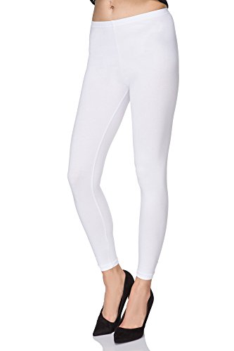 SOFTSAIL Leggings Damen Lang Baumwolle Jogginghose Sport-Leggings, Weiß XL von SOFTSAIL