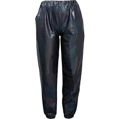 SOIMISS Reflektierende Hose Glänzende Metallic-Hose für Damen Hohe Taille Dehnbare Joggerhose Hip-Hop-Club-Wear Holografische Hose Jogginghose (XL) von SOIMISS