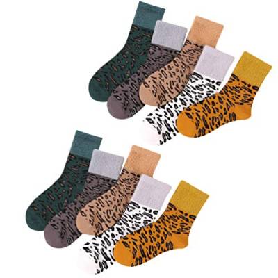 SOIMISS 5 Paar Baumwolle Leoparden Socken Neuheit Crew Socken Slipper Socke für Frauen zu Hause Schlafen Zufällige Farbe von SOIMISS