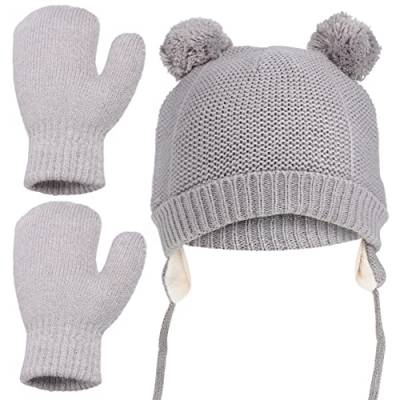 SOIMISS Baby Winter Beanie Mütze Handschuhe Set für Neugeborene Jungen Mädchen Kleinkinder Warme Strickmütze Handschuhe Unisex-Baby von SOIMISS