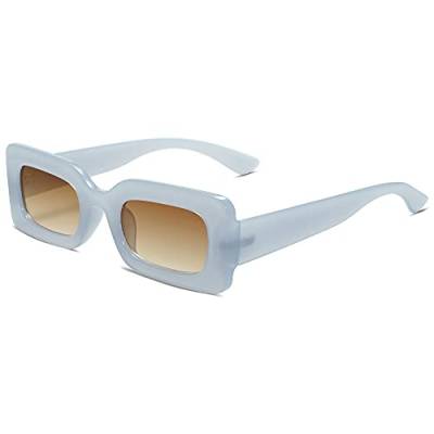 SOJOS Sonnenbrille Damen Retro,Vintage Stylische Bunt Rechteckige Sonnenbrillen Festival 90er Chunky SJ2160 von SOJOS