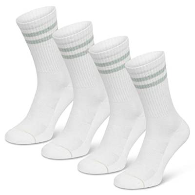 SOMEYOU 4 Paar Retro Tennissocken aus Bio-Baumwolle, Sportsocken mit Streifen Mintgrün, Atmungsaktiv, für Damen und Herren, Größe 43-47 von SOMEYOU