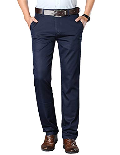 SOMTHRON Herren Regular Fit Anzughose Einfach Business Hose Schwarz/Aprikose/Dunkel Blau XS-7XL(ZQ,7XL) von SOMTHRON