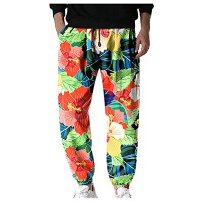 SOOUICKER Haremshose Herren Blumen Freizeithose Herren Bunt Jogginghose Herren Muster Trainingshose Herren Weit Jogginghose Herren Mit Aufdruck Freizeithose Herren Mit Gummibund von SOOUICKER