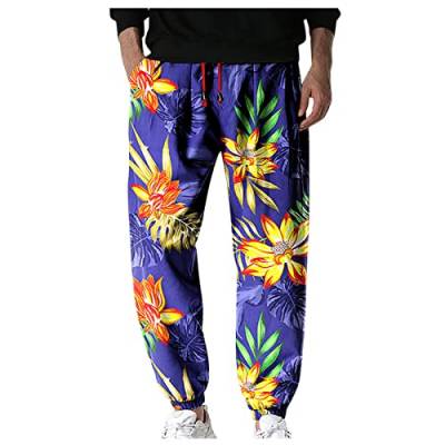 SOOUICKER Haremshose Herren Blumen Freizeithose Herren Bunt Jogginghose Herren Muster Trainingshose Herren Weit Jogginghose Herren Mit Aufdruck Freizeithose Herren Mit Gummibund von SOOUICKER