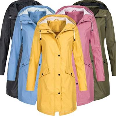 SRZYMJ Funktionsjacke Damen Wasserdicht Atmungsaktiv, Leichte Regenjacke Windbreaker mit Kapuze Leichte Hooded Windjacke Leicht Jacke Sportjacke Einfarbige Sommerjacke Regenmantel Wasserdicht S-5XL von SRZYMJ