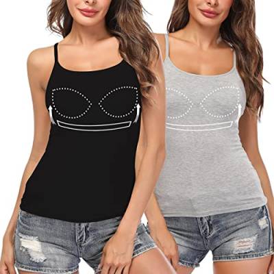 STARBILD Unterhemden Damen 3 Stück BH-Hemd Spaghettiträger Basic Top Unterhemd Verstellbarer Spaghetti Strap Cami BH Bügelloser Gepolstert Tank Tops von STARBILD