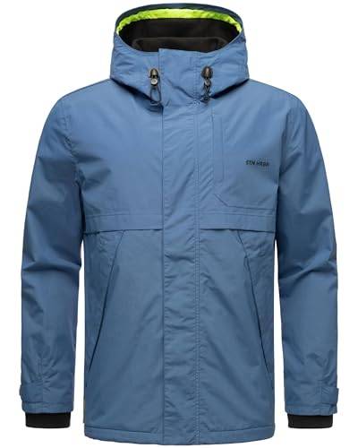 STONE HARBOUR Ultra-leichte Herren Übergangsjacke Fleece gefütterte Regenjacke kurz wasserdicht atmungsaktiv mit Kapuze Zanjaar Stormy Blue Gr. XXL von STONE HARBOUR