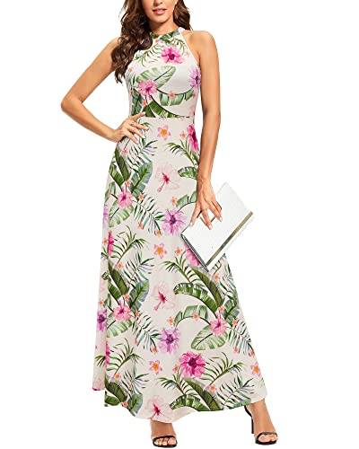 STYLEWORD Sommerkleid Damen Lang Kleid Elegant Maxikleid Sommer Ärmellos Hochzeitskleid für Hochzeit(Floral40,S) von STYLEWORD