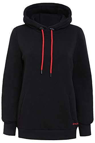 SUNDRIED Frauen Plain Schwarz PulloverHoodie für Sport Fashion Beste für Winter Lange Starke Sweatshirt (Small, Schwarz) von SUNDRIED