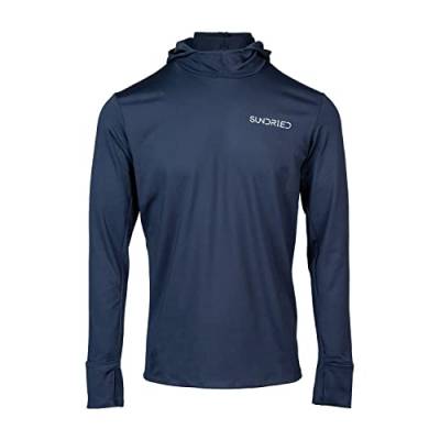 SUNDRIED Herren Fitness Hoodie Leichtes Trainings-Kapuzen-Sweatshirt mit Daumenlöchern für Fitnessstudio und Laufen (Blau, M) von SUNDRIED