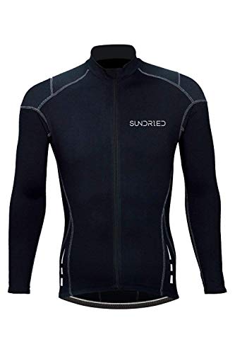 SUNDRIED langärmelige Winter Thermo-Warm-Zyklus Jersey Base Layer Bike Kleidung (XL, Schwarz) von SUNDRIED