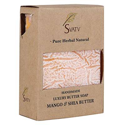 SVATV Handcrafted Seife with natural, soothing Mango & Shea Butter, Moisturized skin - Traditional Ayurvedic Herbal body Seife bars for Men & Women, all skin types - 125g von SVATV