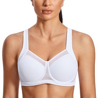 SYROKAN Damen Starker Halt Sport BH - Mesh mit Bügel Ringerrücken Ohne Einlagen Fitness Lauf Joggen BH Weiss 85D von SYROKAN