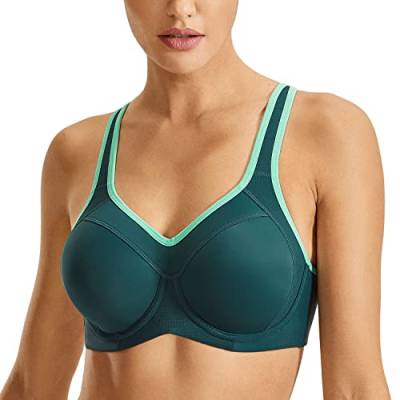 SYROKAN Damen Sport BH Starker Halt- Bügel Push Up Ringerrücken Gepolstert Fitness BH Fichtengrün 85E von SYROKAN