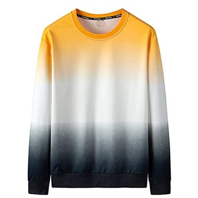 Saclerpnt Langarm Sweatshirt Herren Druck Langarmshirt Classic Sweatshirts Oversized O-Neck Langarm-Shirt(Gelb,4XL) von Saclerpnt