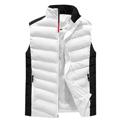 Saclerpnt Weste Herren Stehkragen Steppweste Outdoor Daunenweste Ärmellose Freizeit Sport Warm Winterjacke(Weiß,XL) von Saclerpnt