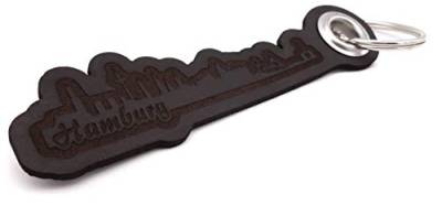 Samunshi® Leder Schlüsselanhänger mit Gravur Duisburg Geschenke Made in Germany 12x3cm dunkel braun/graviert von Samunshi
