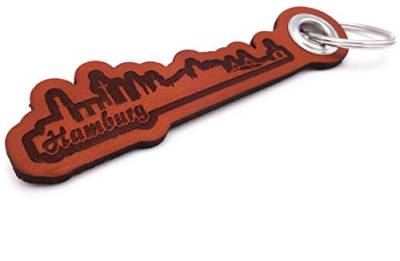Samunshi® Leder Schlüsselanhänger mit Gravur New York Geschenke Made in Germany 12x3,7cm cognac braun/graviert von Samunshi