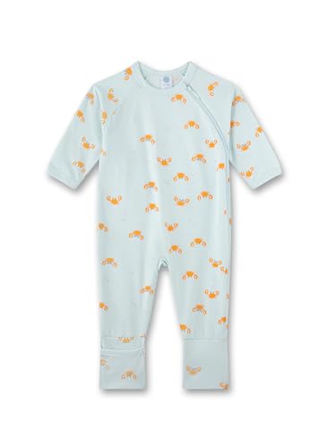 Sanetta Jungen-Overall Blau| Praktischer und bequemer Strampler aus Bio-Baumwolle für Jungen. Babystrampler mit Vario-Füßchen |Baby Overall von Sanetta