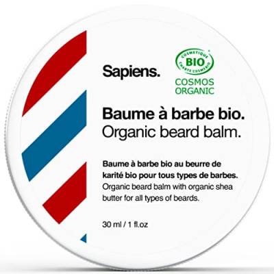 Sapiens Barbershop Bart Balsam Männer BIO - Natürliches & Bio Bartwachs mit Sheabutter und Rizinusöl Bio - Bartpflege für Herren - Spendet Feuchtigkeit und Struktur - Beard Balm Made in EU (30 ml) von Sapiens