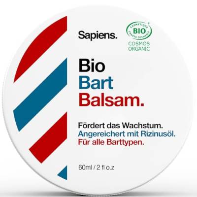 Sapiens Barbershop Bart Balsam Männer BIO - Natürliches & Bio Bartwachs mit Sheabutter und Rizinusöl Bio - Bartpflege für Herren - Spendet Feuchtigkeit und Struktur - Beard Balm Made in EU (60 ml) von Sapiens