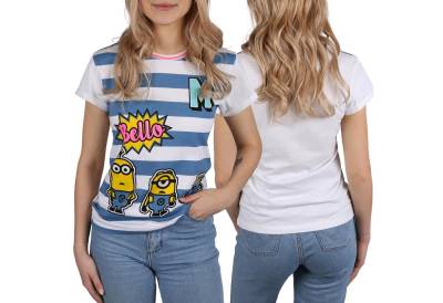 Sarcia.eu T-Shirt Weiß-blau gestreiftes T-Shirt für Damen DIE MINIONS L von Sarcia.eu
