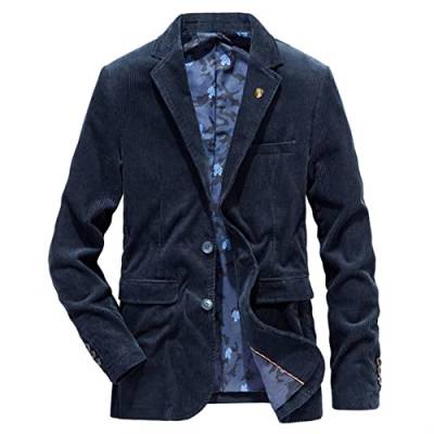 Herren Cord Sakko Slim Fit Männer Blazer Herren Sportlich Sakko Herren Blazer Anzugjacke Sakko Anzugjacke (Color : Blue, Size : M) von Sawmew