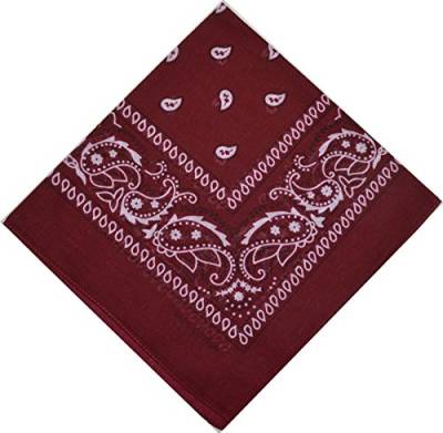 Bandana Halstuch Biker Nikki Tuch Schal Paisley Kopftuch 100% Baumwolle 25 Farben (12er, Weinrot) von Schals & Tücher