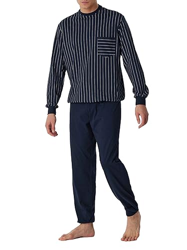 Schiesser Herren Schiesser Herren Schlafanzug Lang mit Bündchen - Nightwear Pyjamaset, Nachtblau, 64 EU von Schiesser