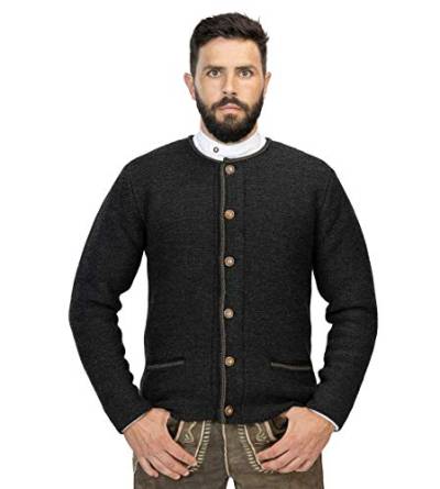 Hochwertige Herren Strickjacke Anton - Trachtenjacke aus Wolle - Cardigan Jacke in Anthazit oder Grau - Anton (XL, Anthrazit) von Schöneberger Trachten Couture